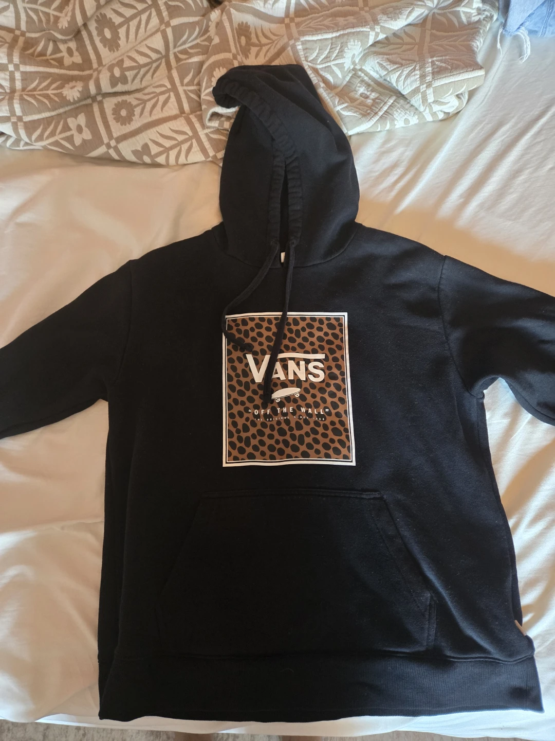 Vans Black Hoodie with Leopard Print Graphic