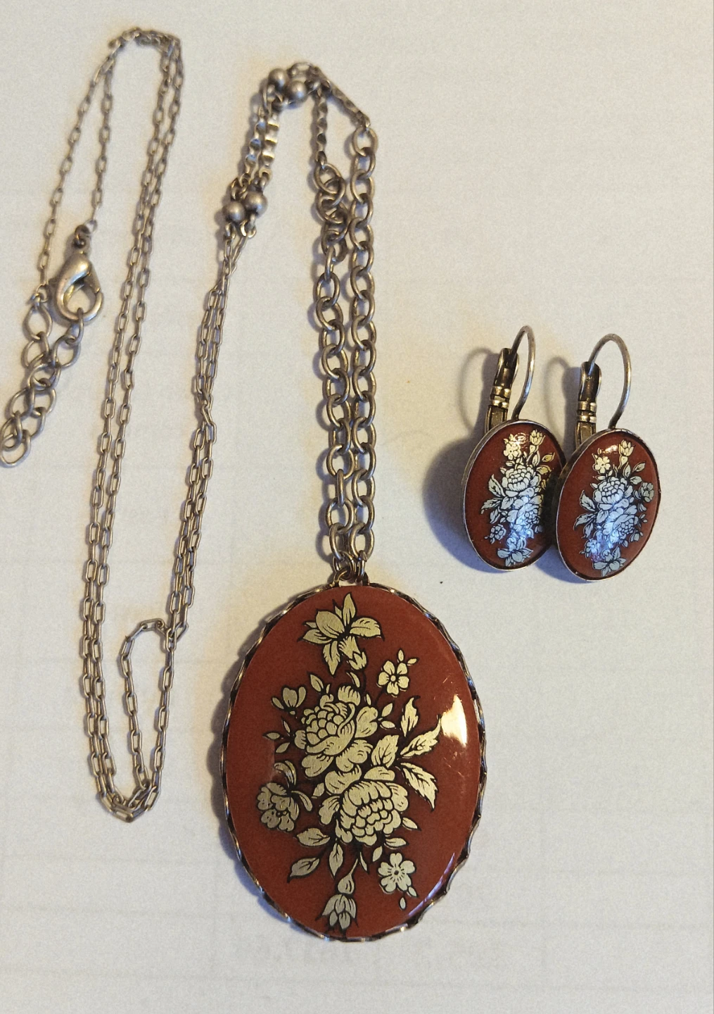 Floral Pendant Necklace and Earrings Set - photo 4