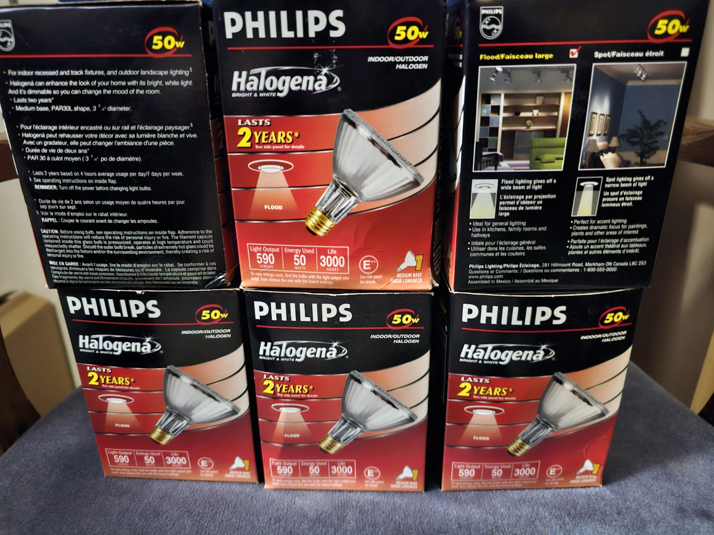 Philips Halogena 50W IndoorOutdoor Halogen Flood Light Bulbs (6)
