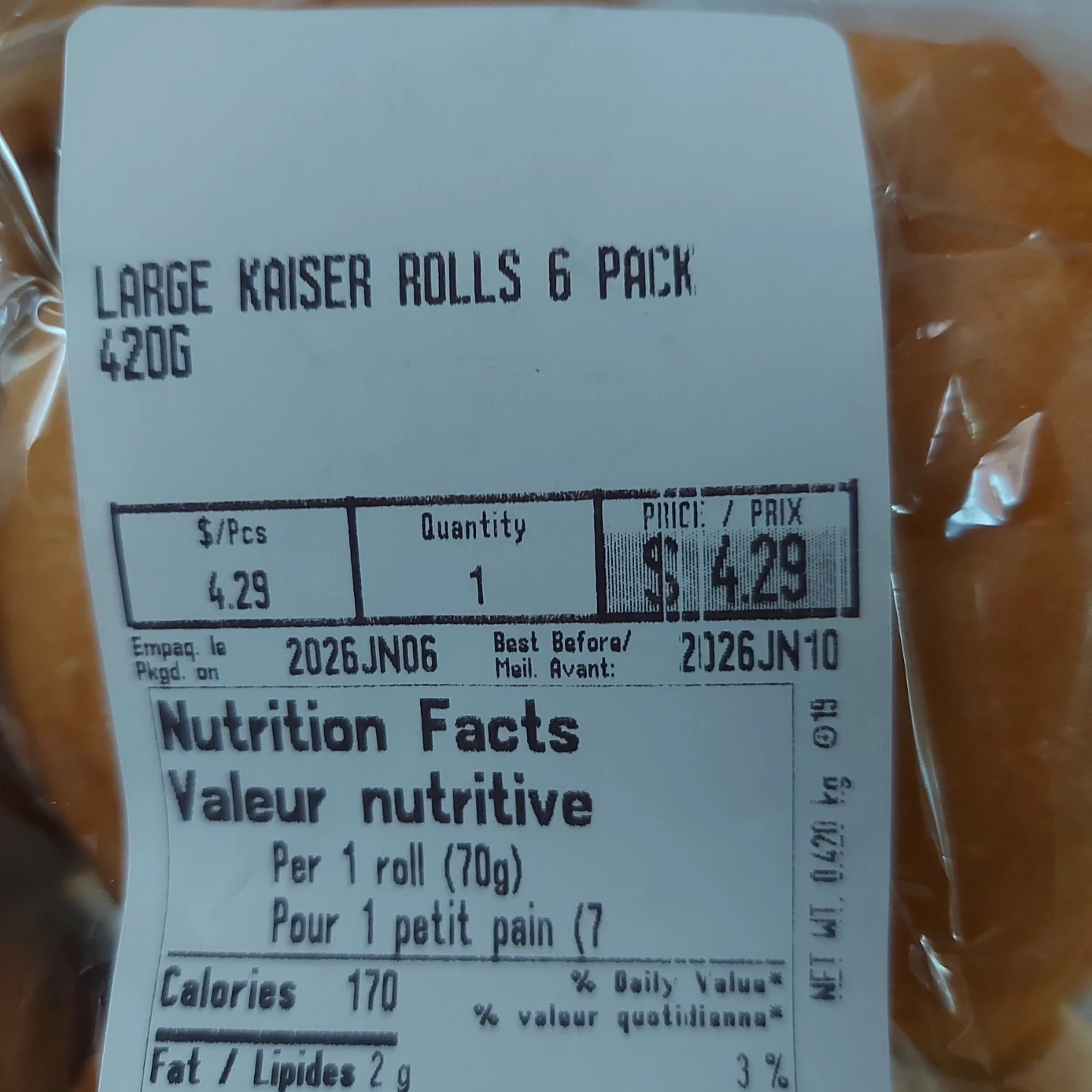 FREE - Metro Large Kaiser Rolls 6 Pack 420g - photo 2