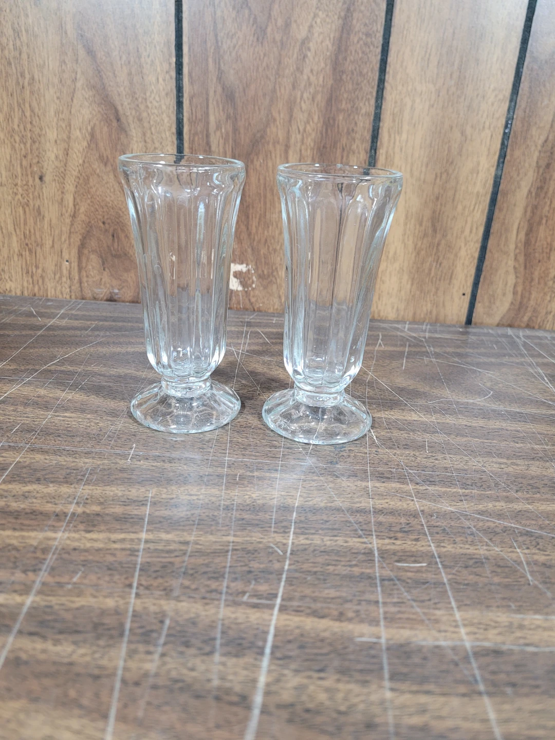 Set of 2 Clear Glass Footed Sundae Dishes