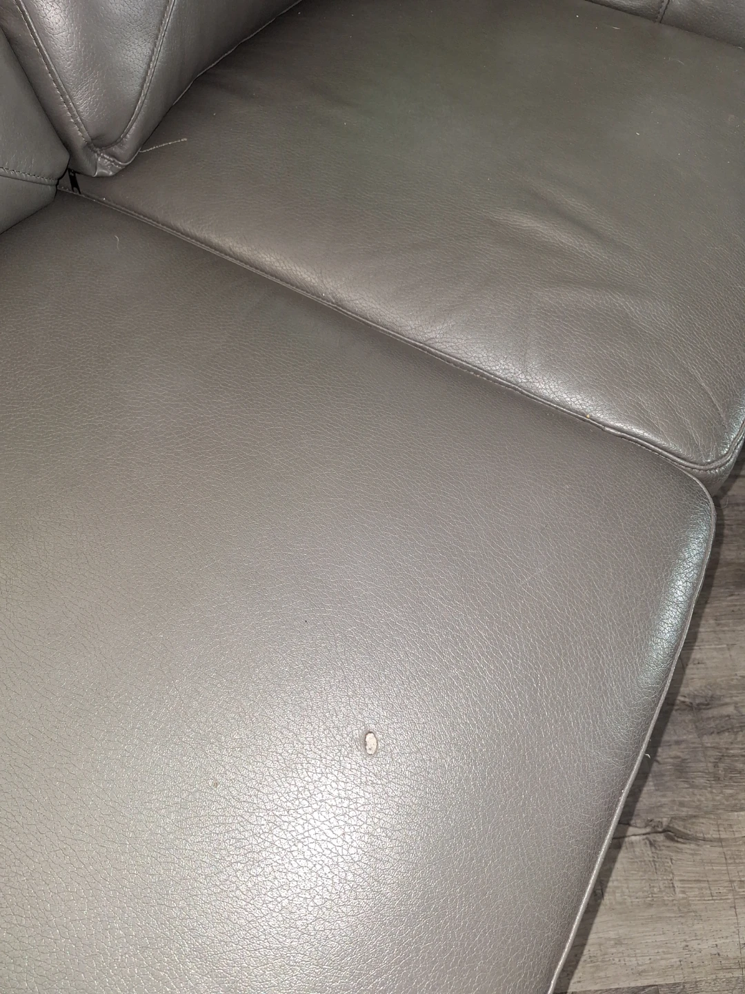 Grey Faux Leather Loveseat - photo 3