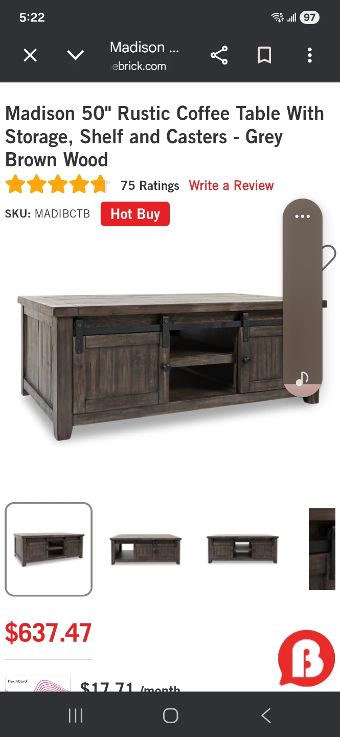 Madison 50" Rustic Coffee Table - photo 4