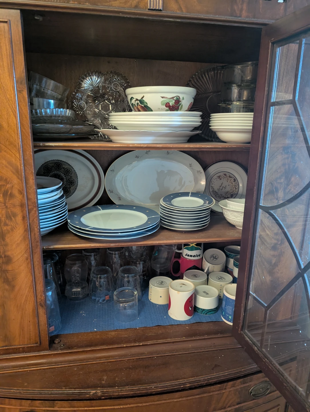 Antique Wood China Cabinet with Glass Doors - photo 4