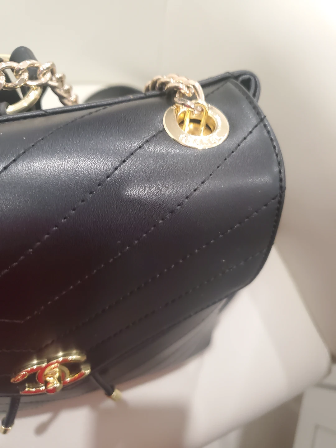 Black Chevron Quilted Backpack - photo 4