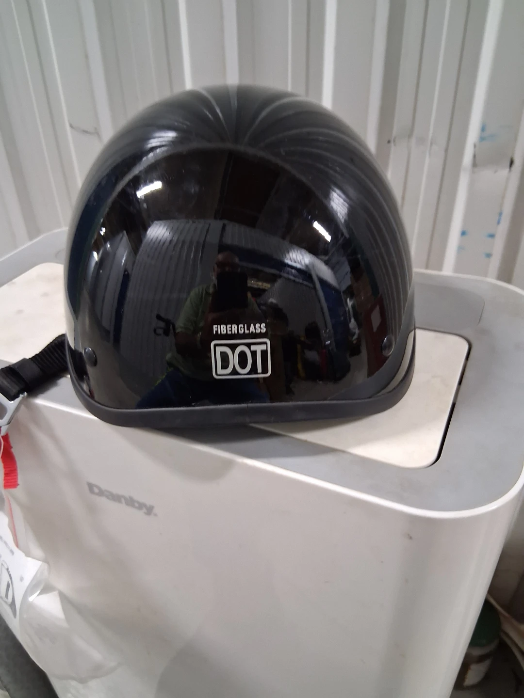 DOT Fiberglass Motorcycle Helmet - Black - photo 3