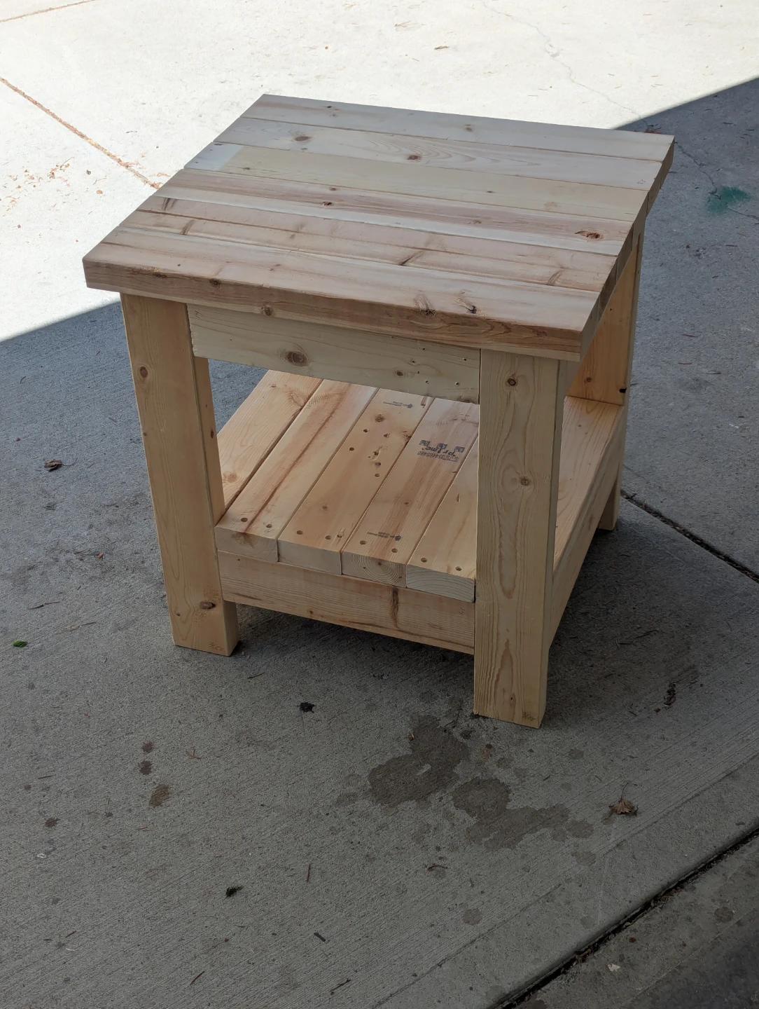 Handmade 2x4 Solid Wood Patio Side Table