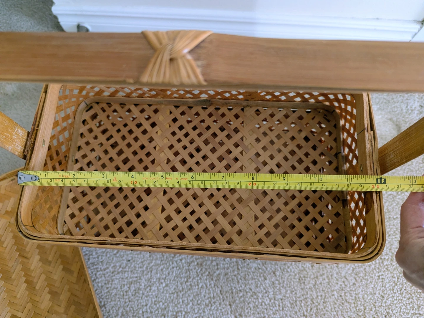 Vintage 3-Tier Woven Bamboo Picnic Basket - photo 4