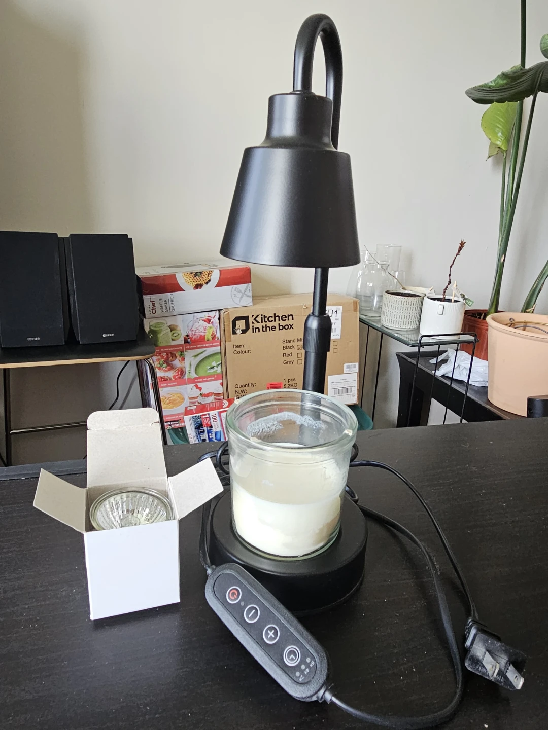 Black Metal Candle Warmer Lamp with Timer
