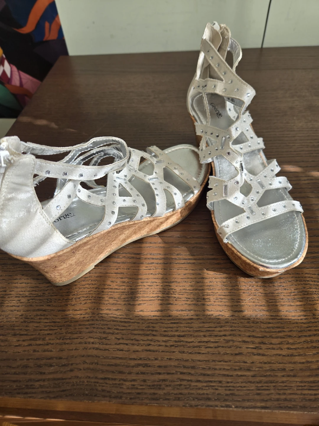 George Silver Strappy Wedge Sandals - photo 3