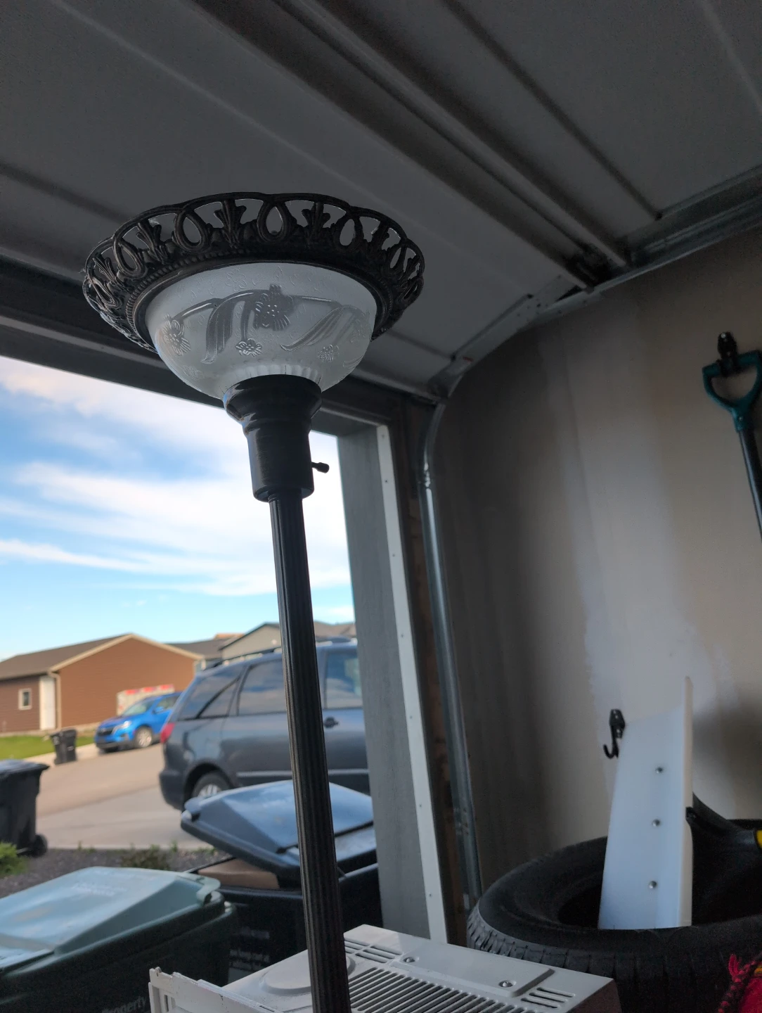 Vintage Floor Lamp with Frosted Glass Shade - photo 4