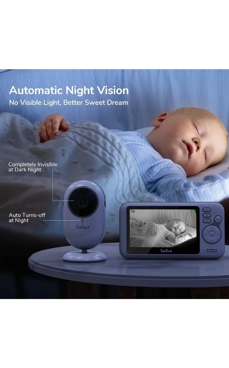 New TakTark Baby Monitor, Video Baby Camera with 4.3" Screen - photo 5