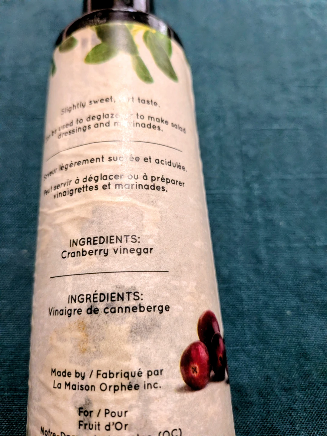 *** Free. *** Fruit d'Or Cranberry Vinegar 250 ml - photo 3