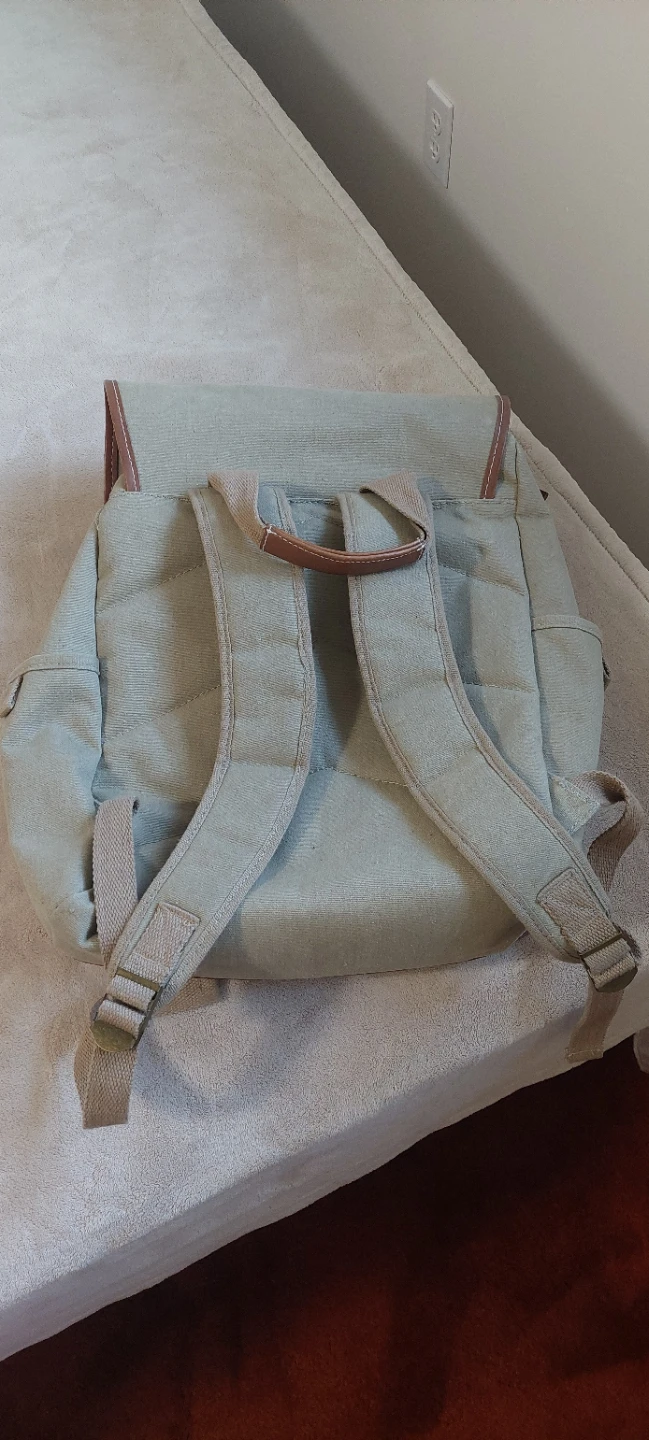 Canvas Backpack with Brown Leather Accents - photo 4