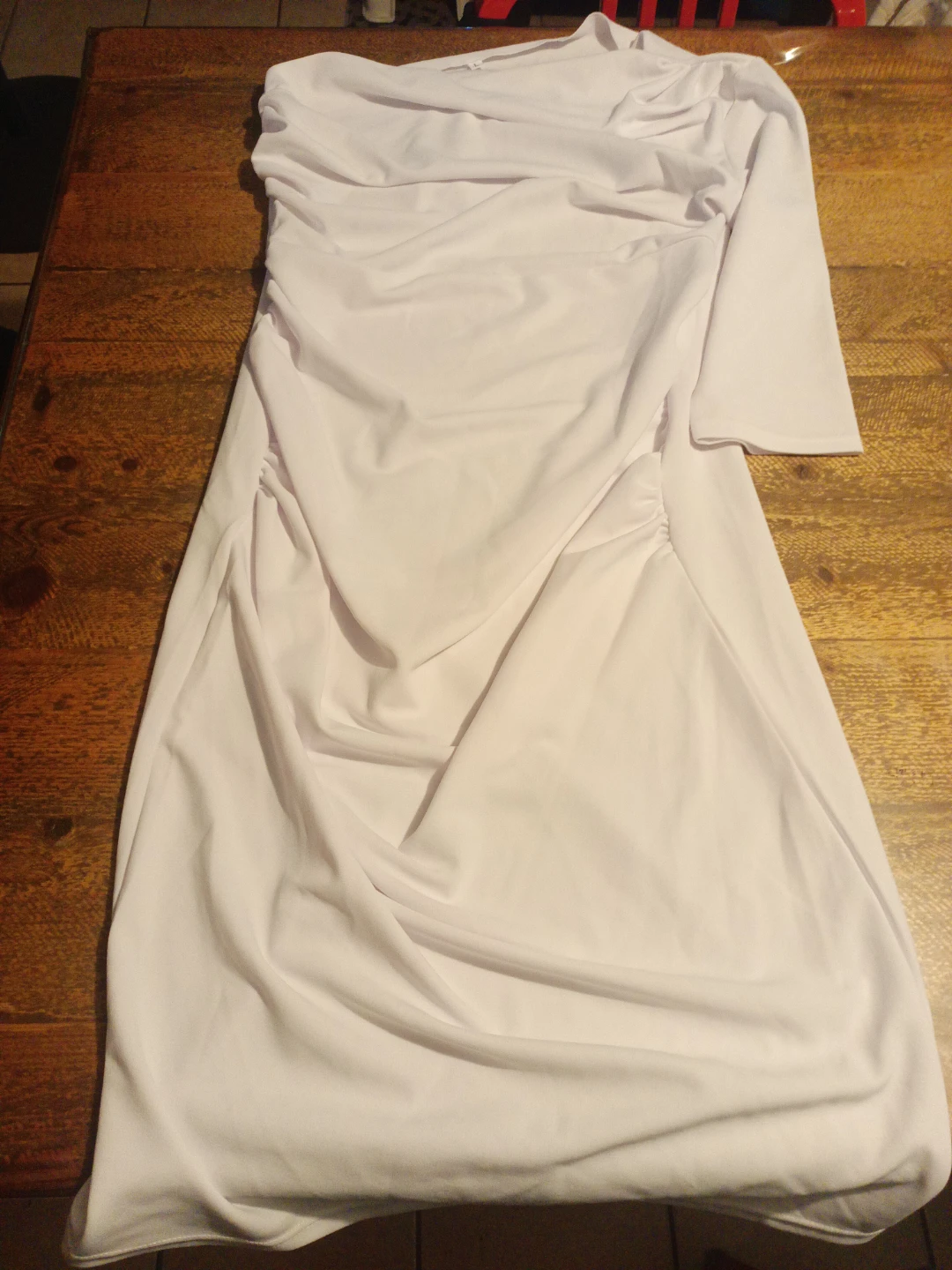 White Ruched Midi Dress