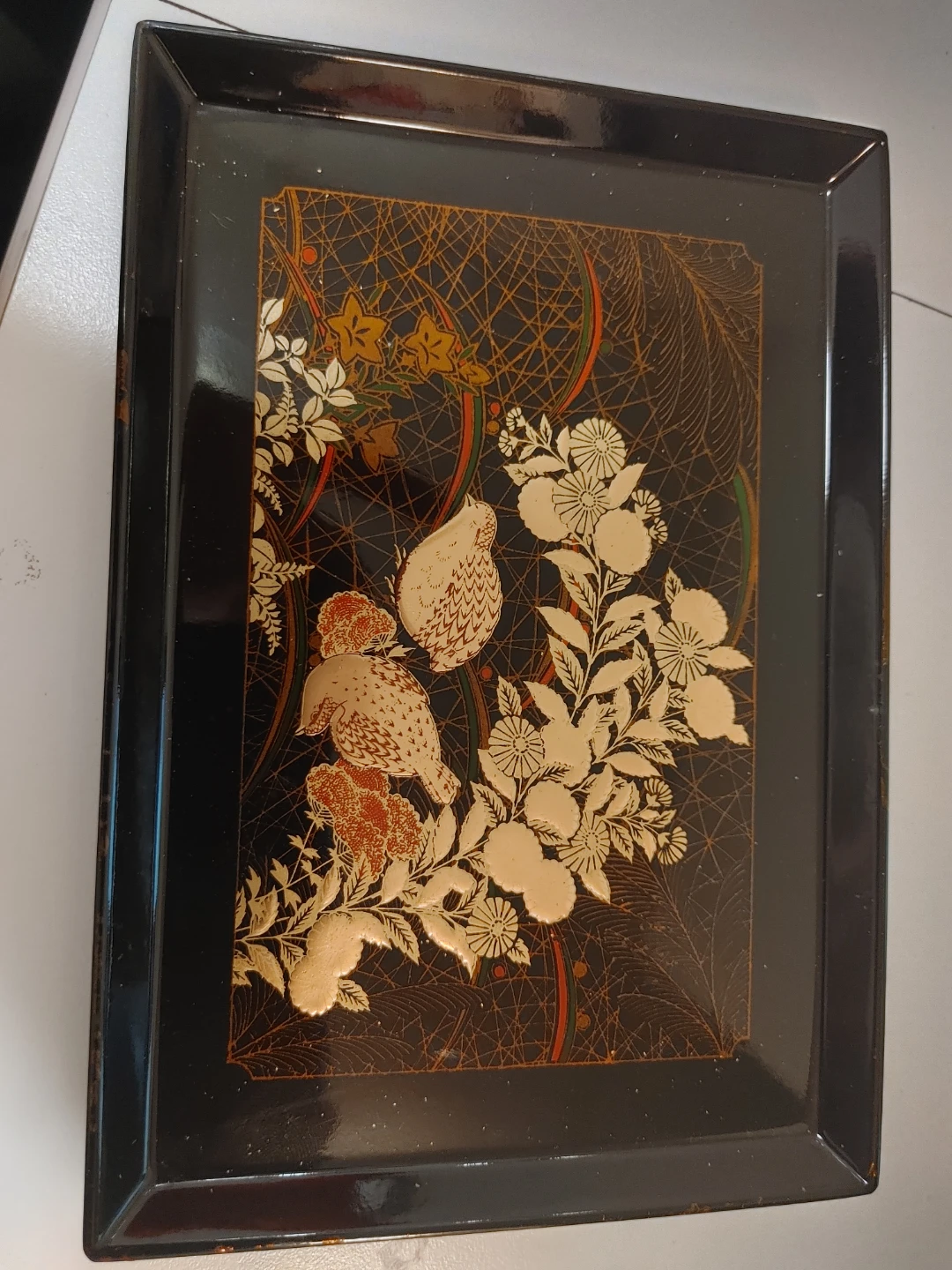 Decorative Tray with Birds and Floral Design