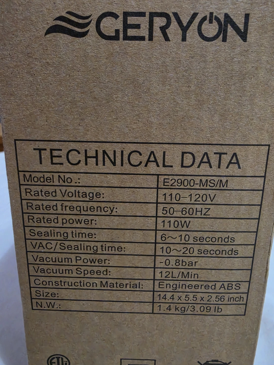 Geryon Vacuum Sealer E2900-MS/M - photo 3