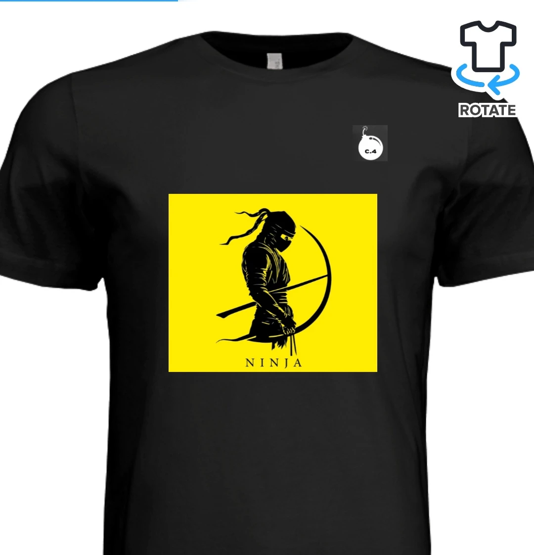 Black T-Shirt with Ninja Graphic