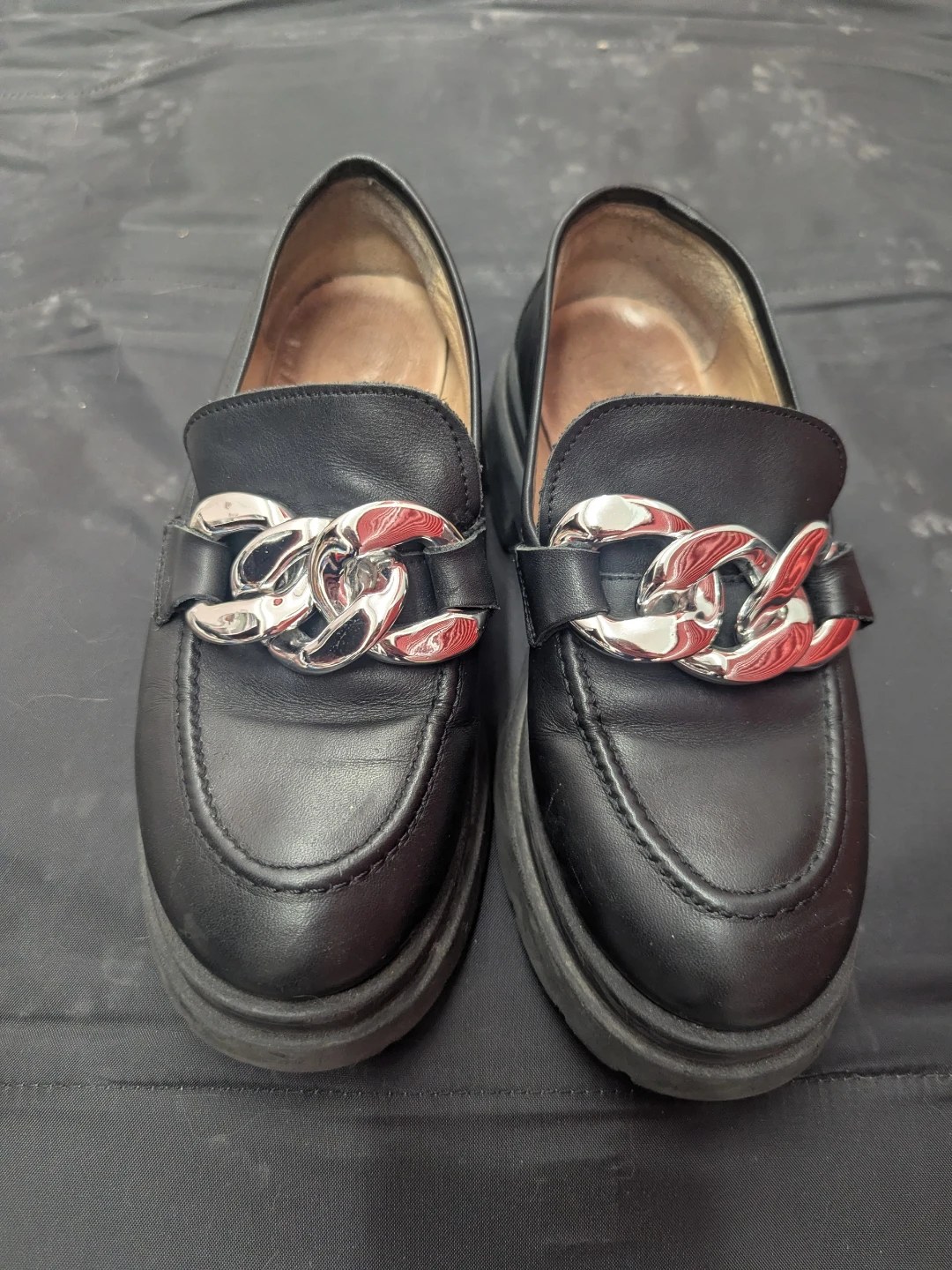 L'Intervalle Black Loafers with Chain Detail Size 38