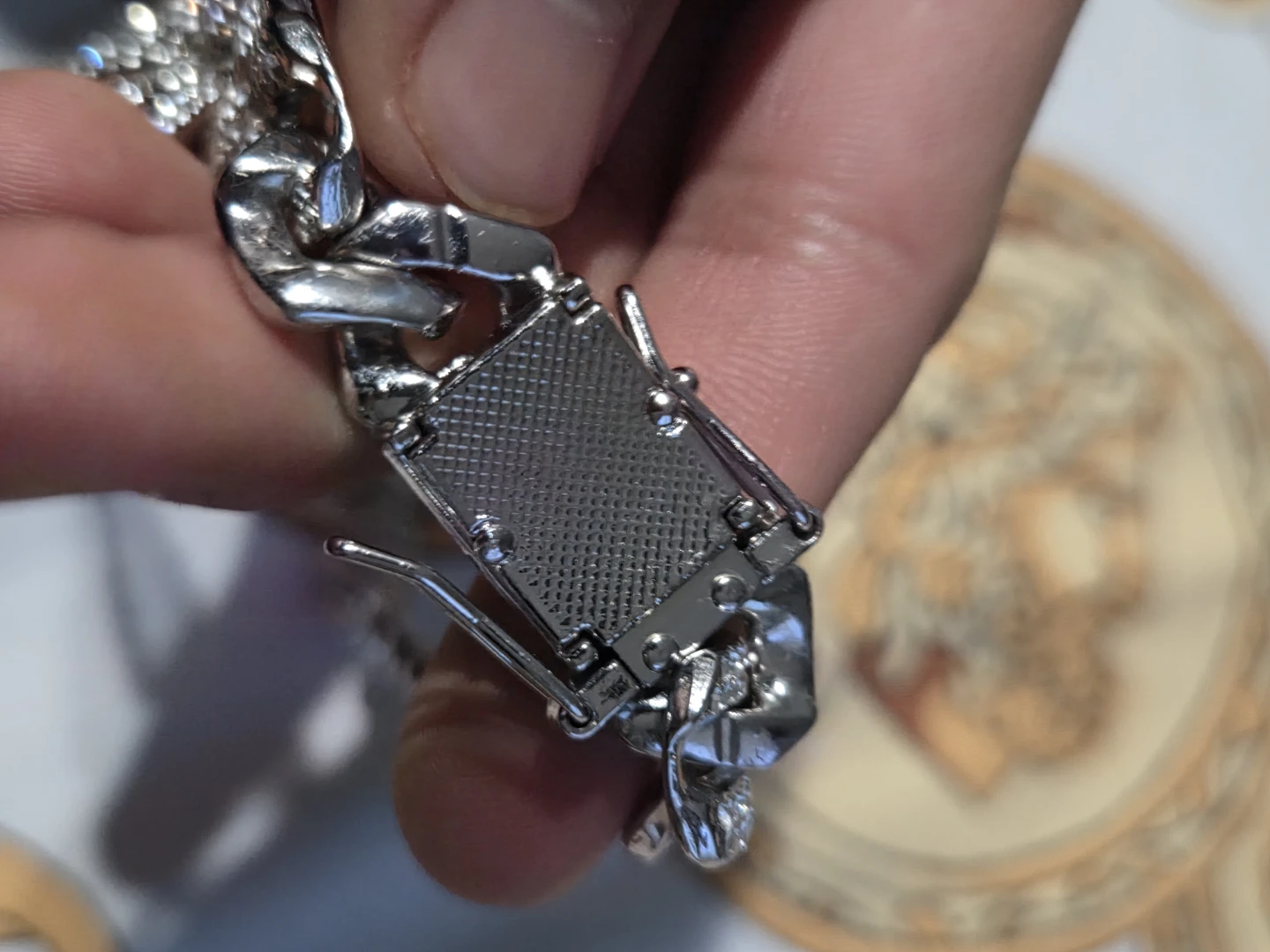 Cuban Link Necklace with Rhinestones - photo 2