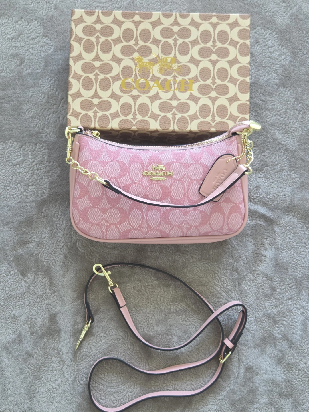Coach Pink Signature Monogram Shoulder Bag with Box - photo 2