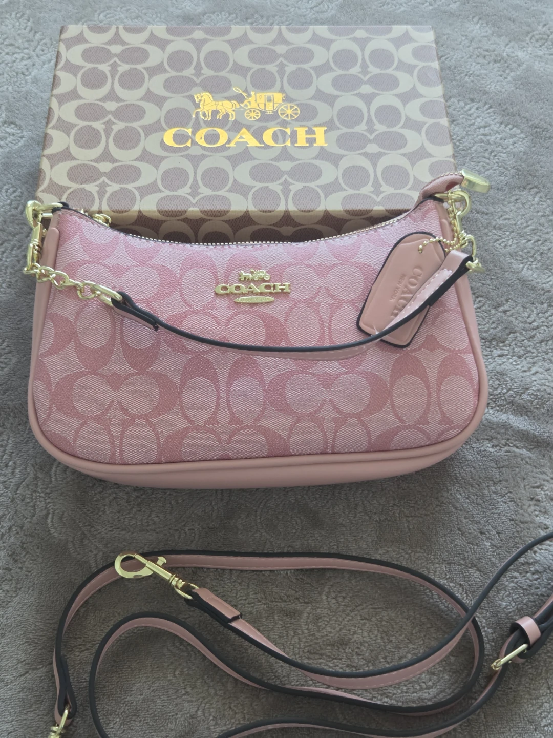 Coach Pink Signature Monogram Shoulder Bag with Box - photo 3
