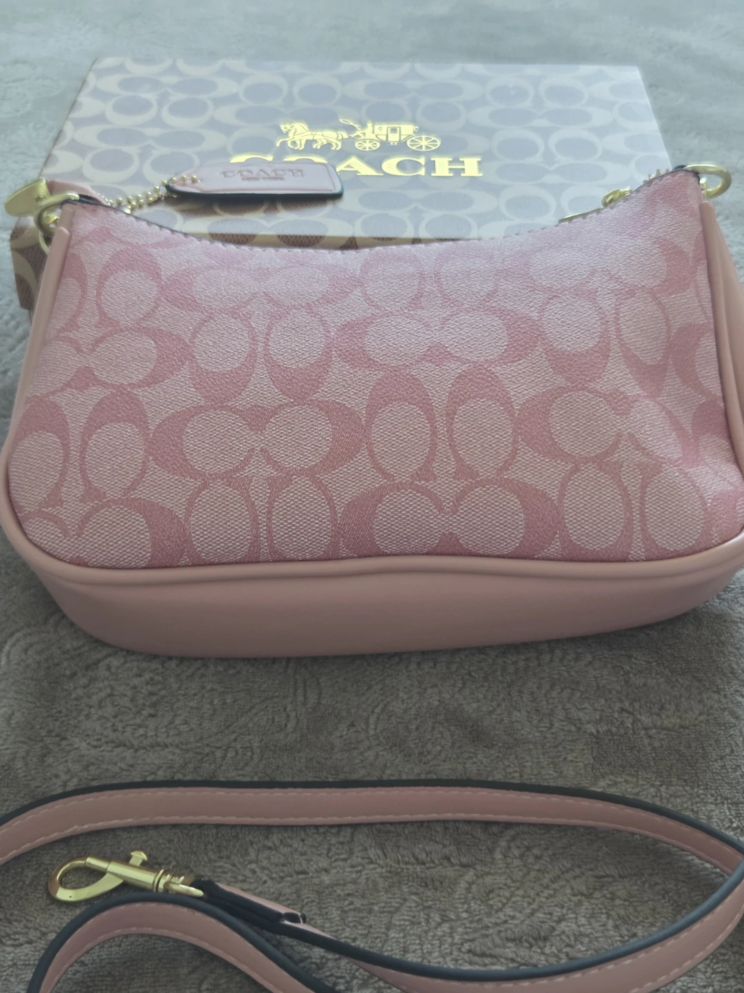 Coach Pink Signature Monogram Shoulder Bag with Box - photo 4