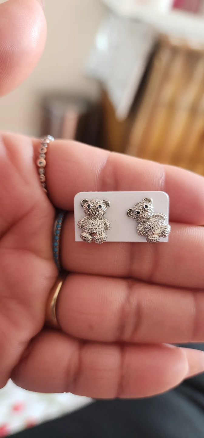 Sparkly Teddy Bear Stud Earrings
