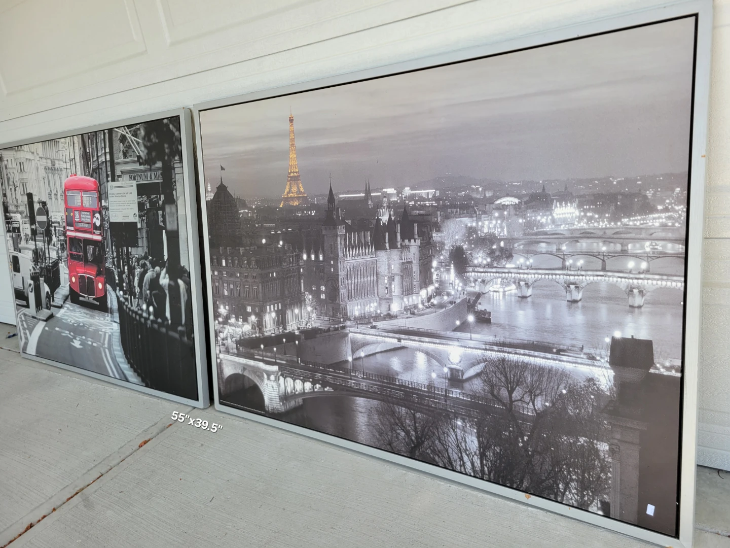 Set of 2 Large Framed Prints - London Bus & Paris Skyline - photo 2