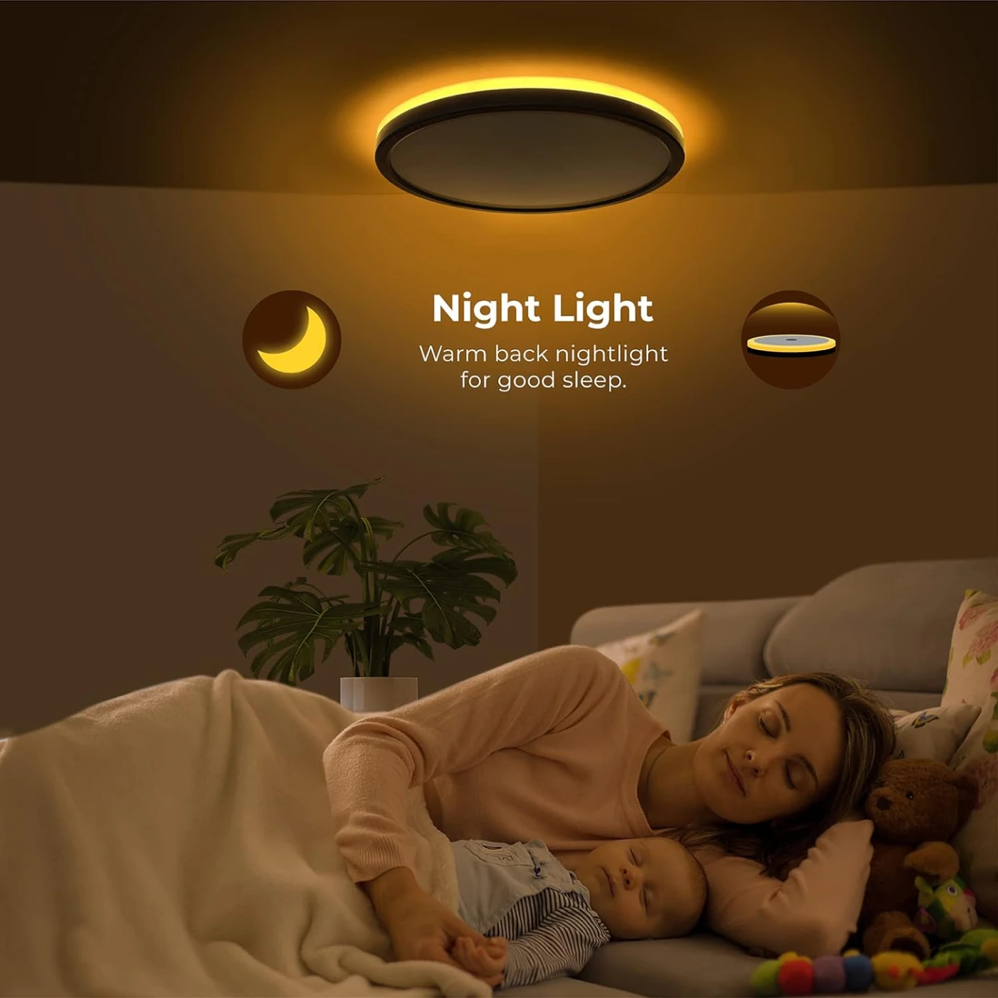 Modern Flush Mount Ceiling Light with Night Light Function - photo 2
