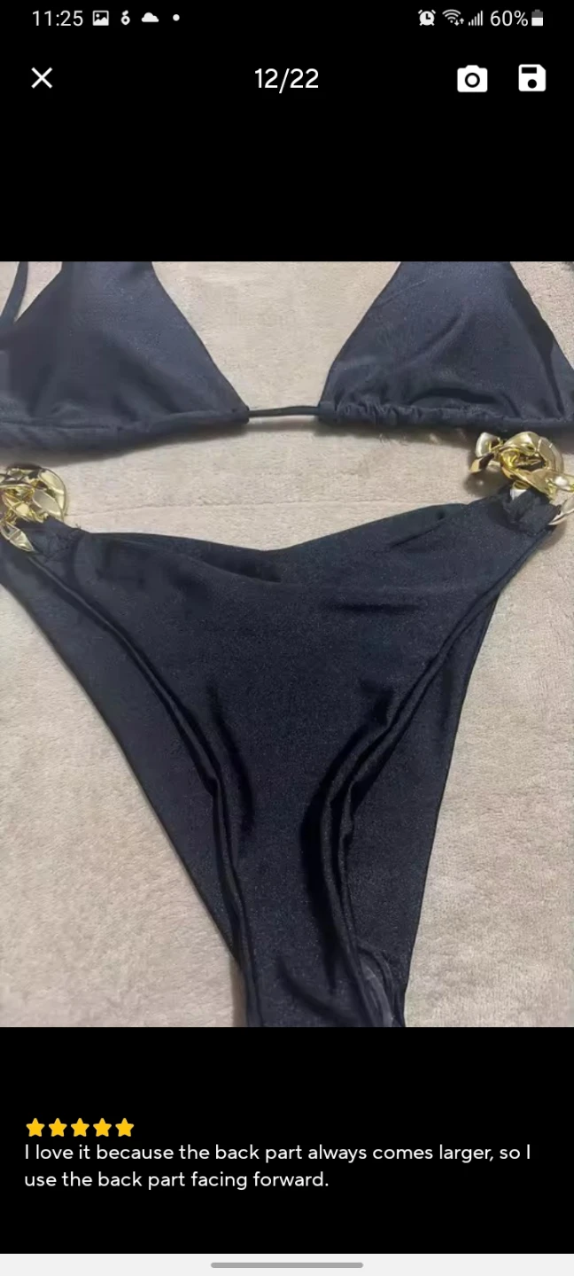 Black Bikini with Gold Chain Detail - photo 2