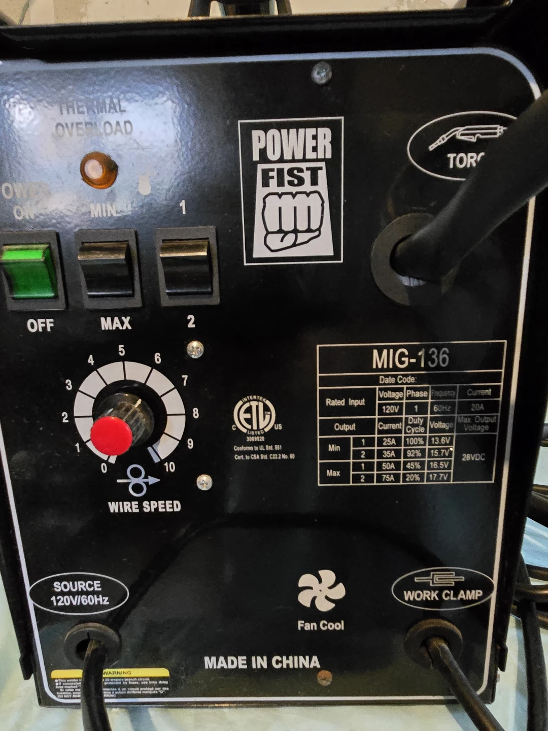 Power Fist MIG 136 Welder With 2 Welding Sheild Helmets - photo 2