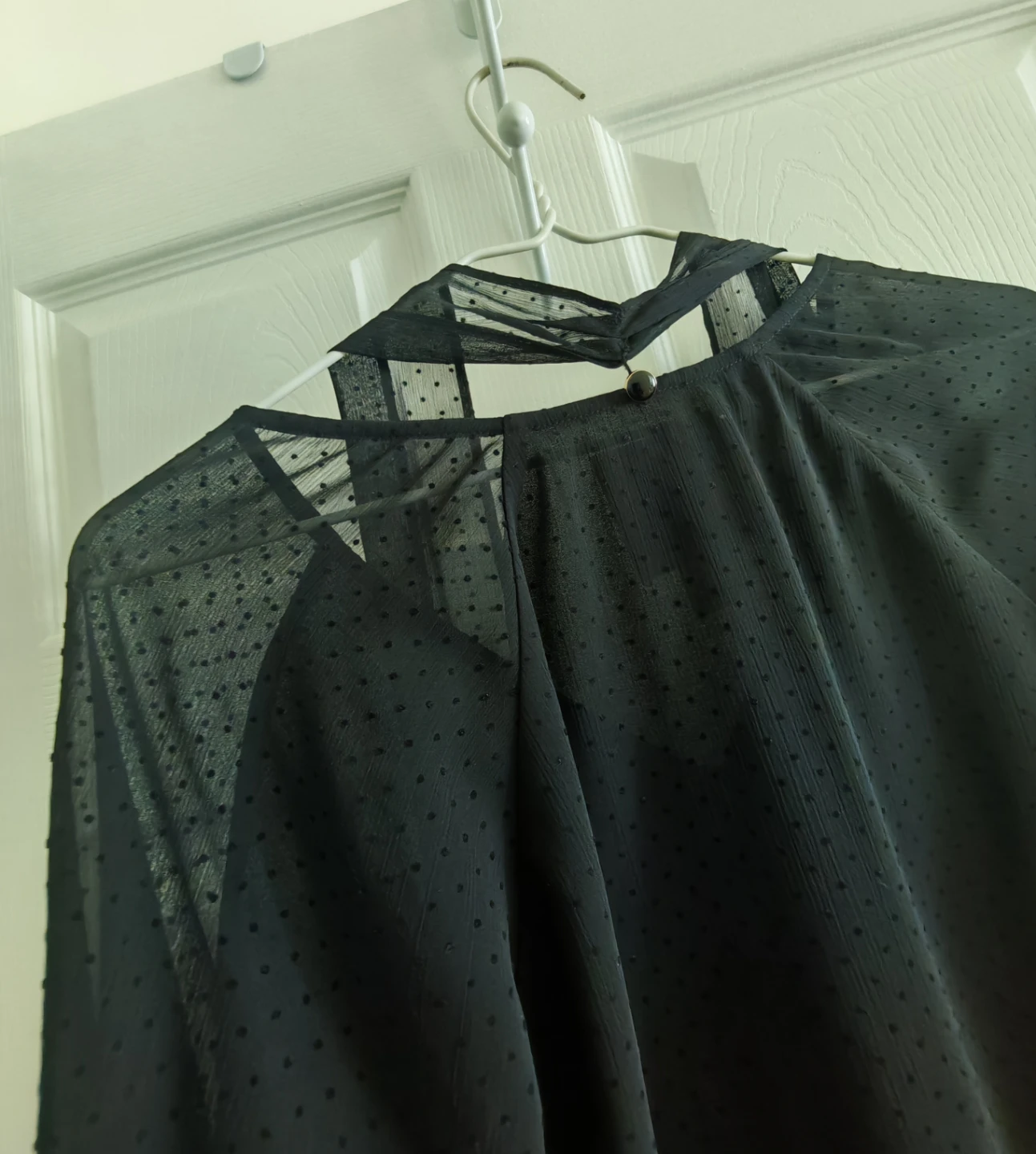 ERIN Erin Fetherston Black Sheer Dot Blouse - photo 3