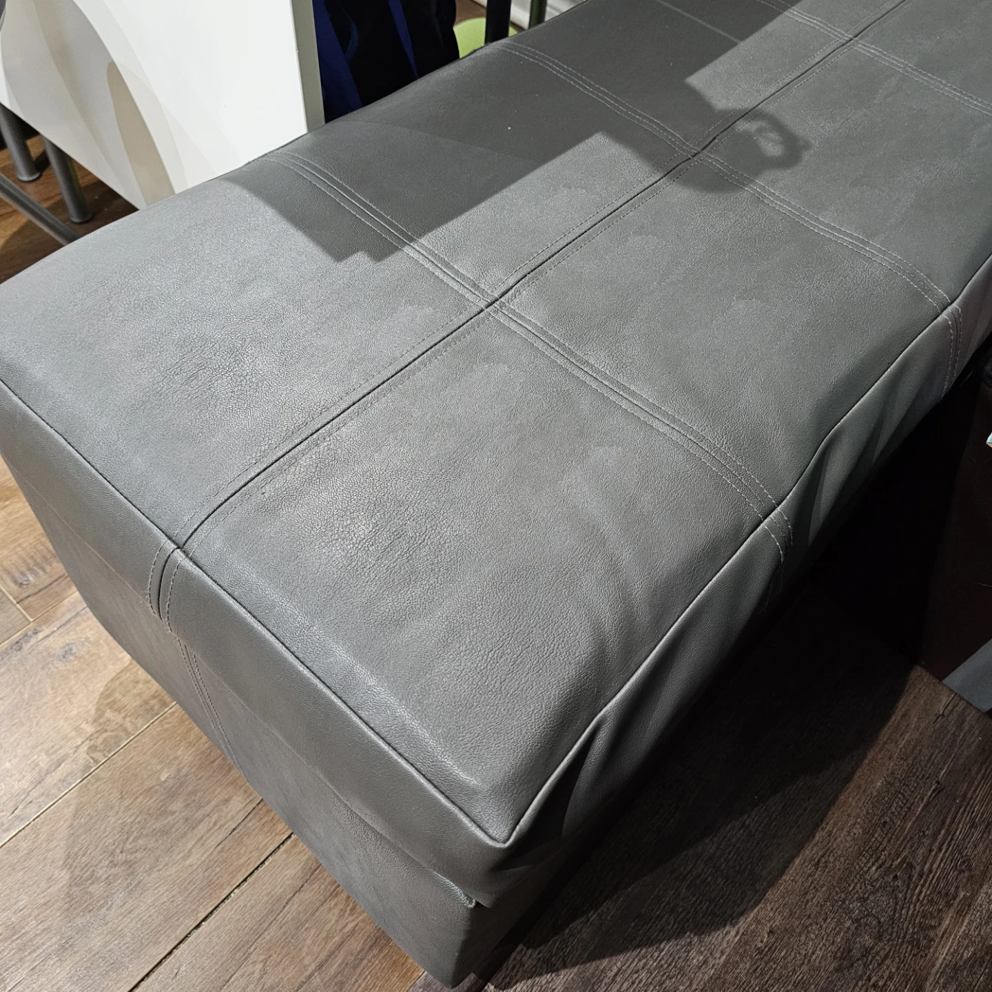 Dark Grey Faux Leather Storage Ottoman - photo 3
