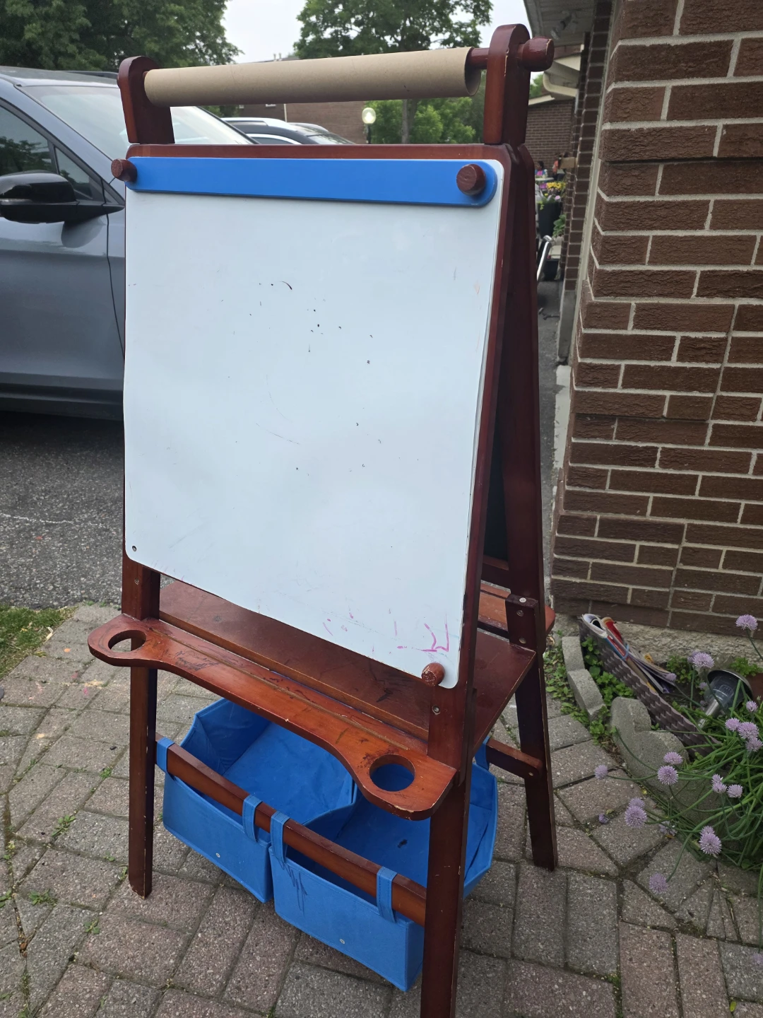 Wooden Art Easel with Chalkboard and Whiteboard