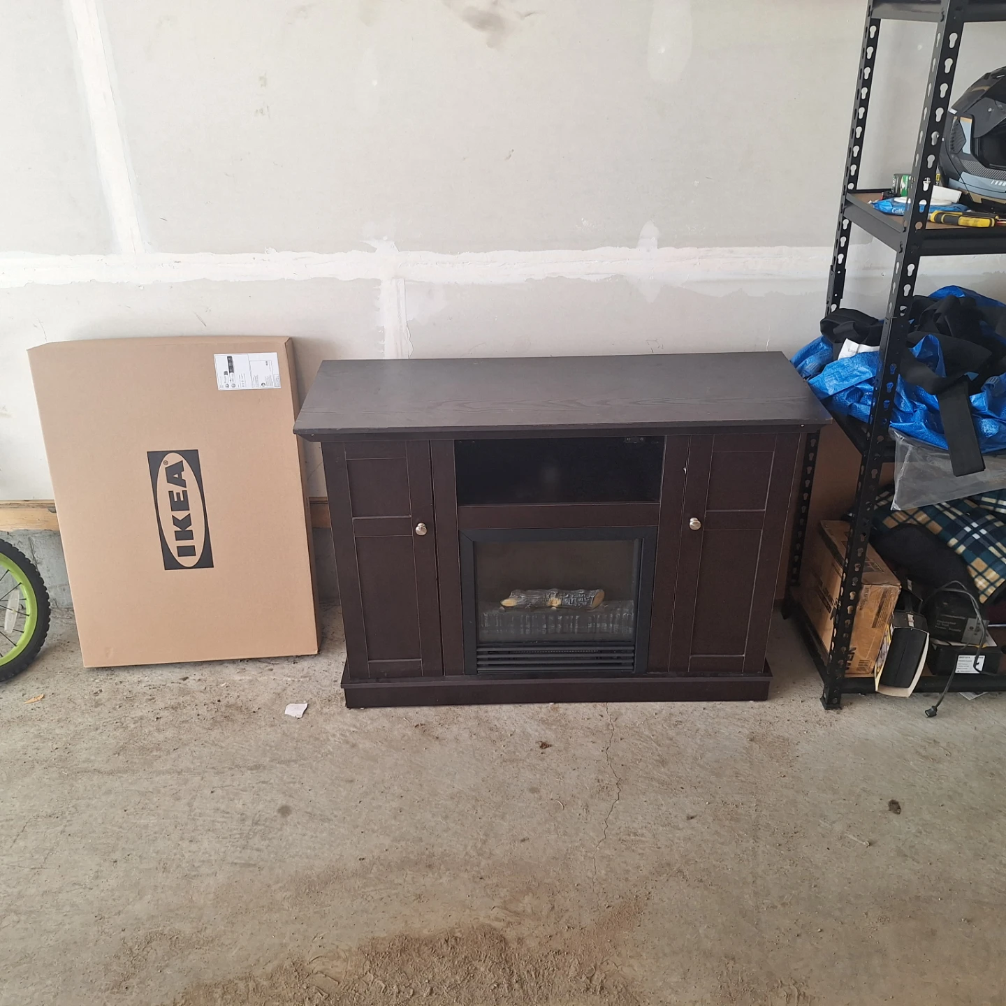 Dark Brown Electric Fireplace TV Stand