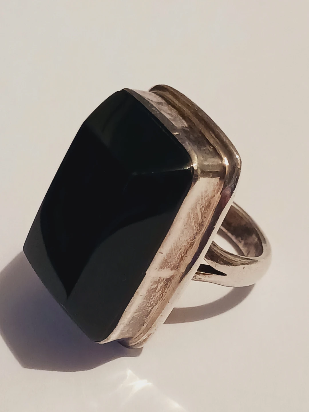 Taxco Mexico Large Black Onyx Sterling Silver 925 Ring. 5.5.