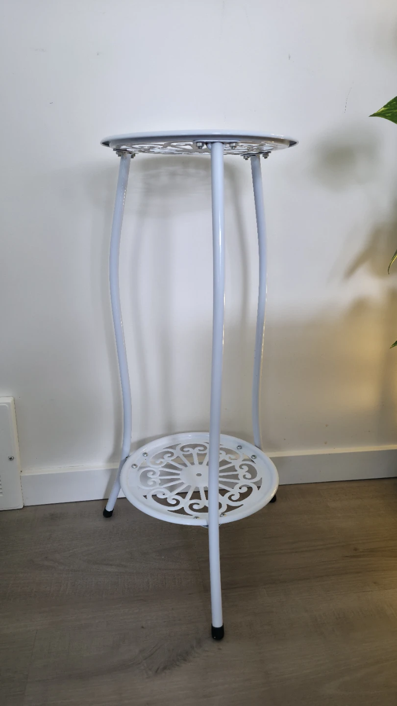 White Metal Plant Stand with Two Tiers - photo 4