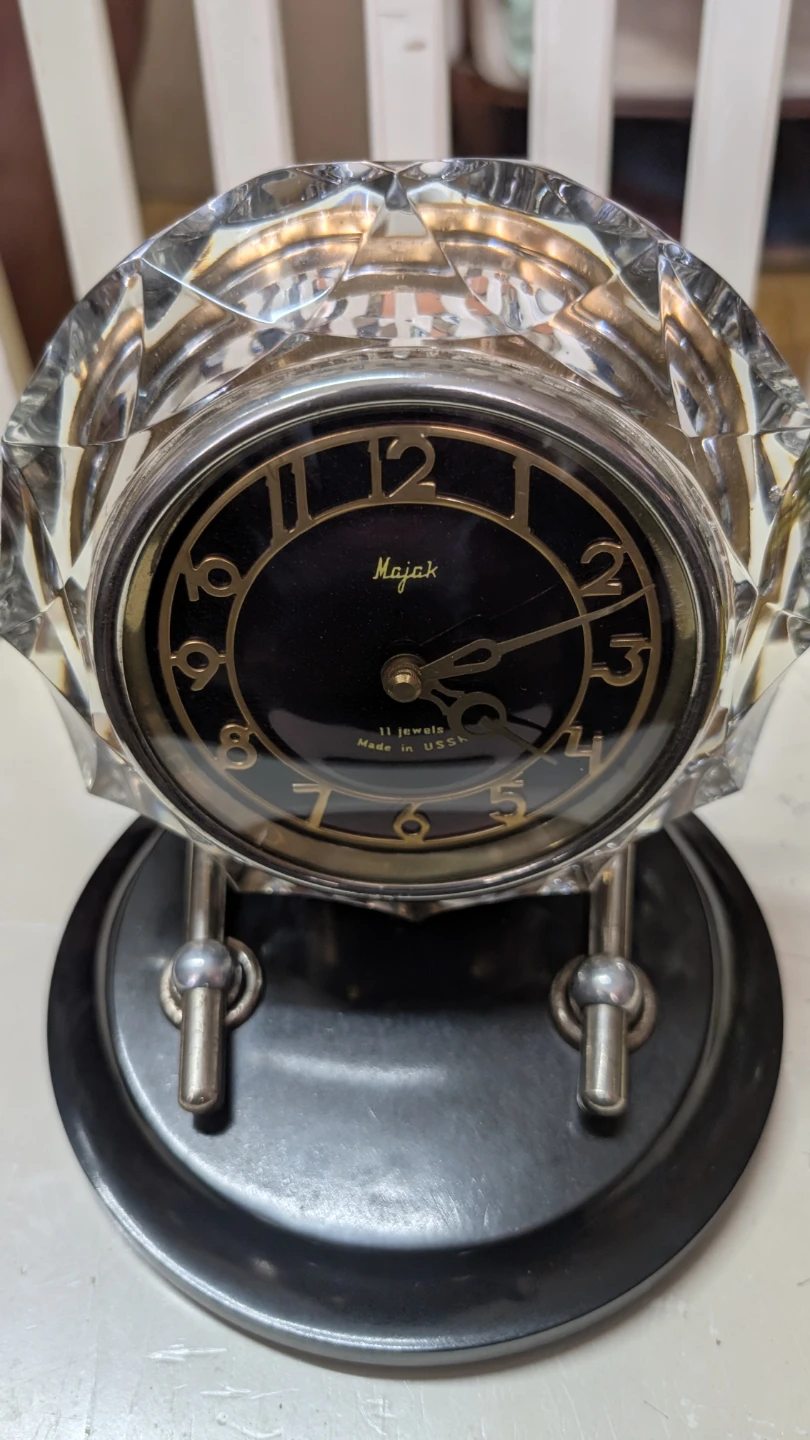 Majak Crystal Mantel Clock - Made in USSR - photo 4