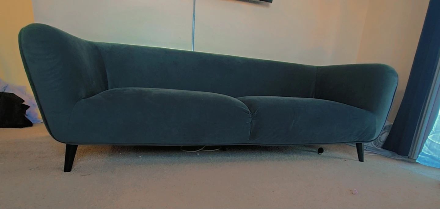 Teal Velvet Sofa - photo 3