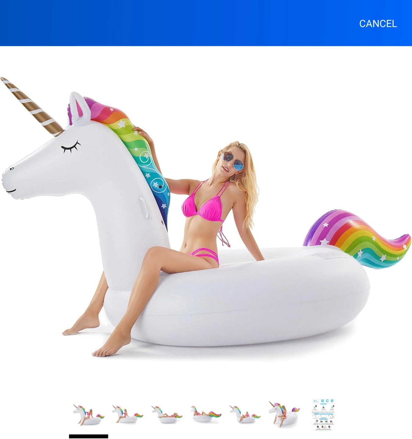 Inflatable Unicorn Pool Float