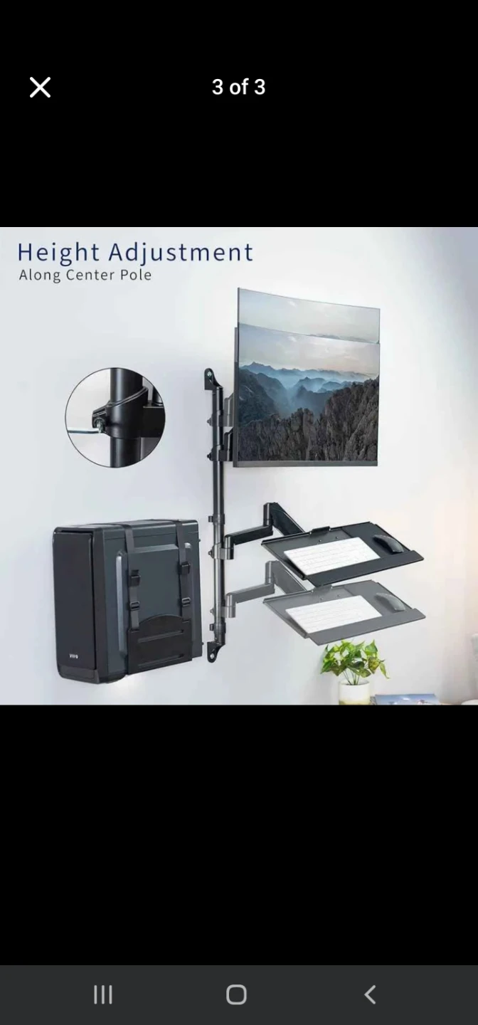 VIVO Single Monitor Desk Mount with Keyboard Tray and CPU Holder
