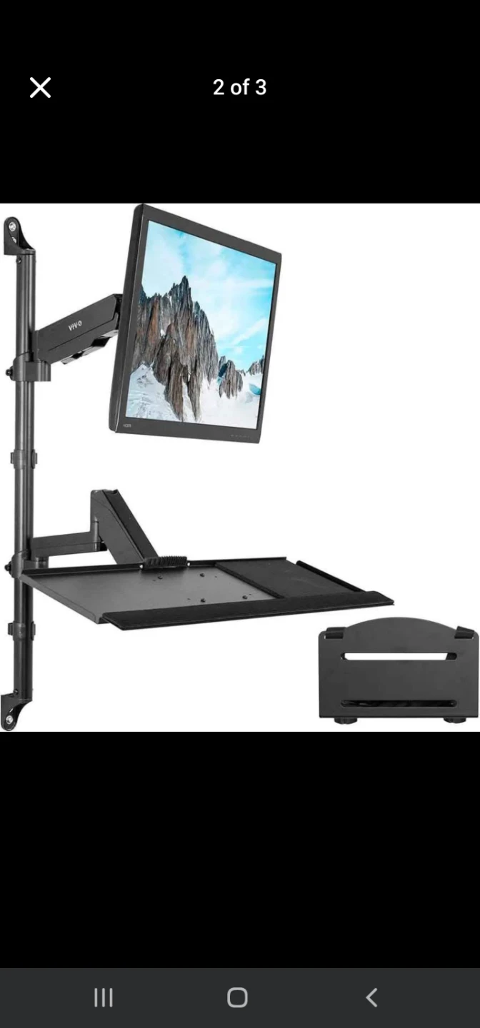 VIVO Single Monitor Desk Mount with Keyboard Tray and CPU Holder - photo 3