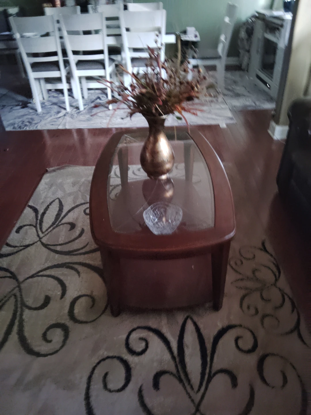 Leather sofa and luv seat and Wooden End Table with Glass Top