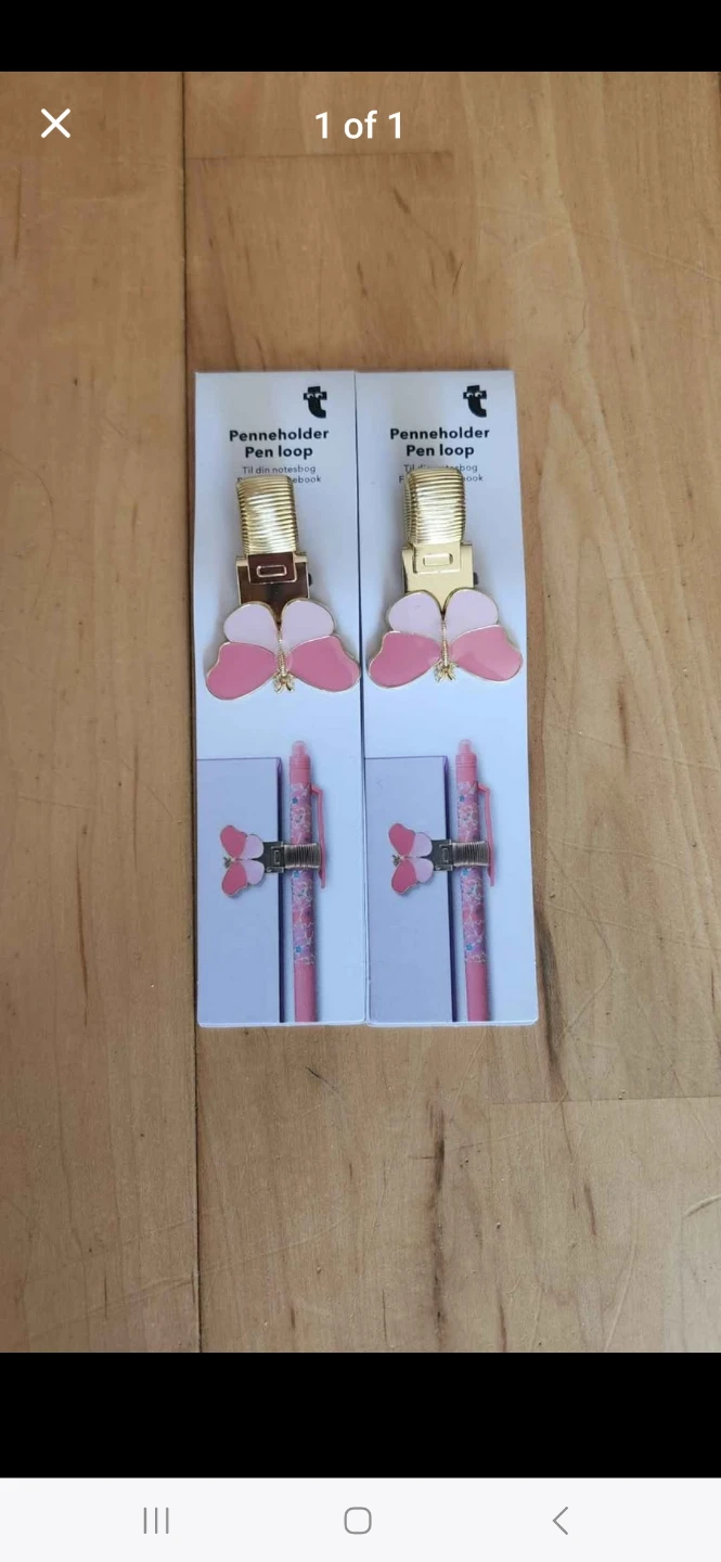 Flying Tiger Pink Butterfly Pen Loop Clips