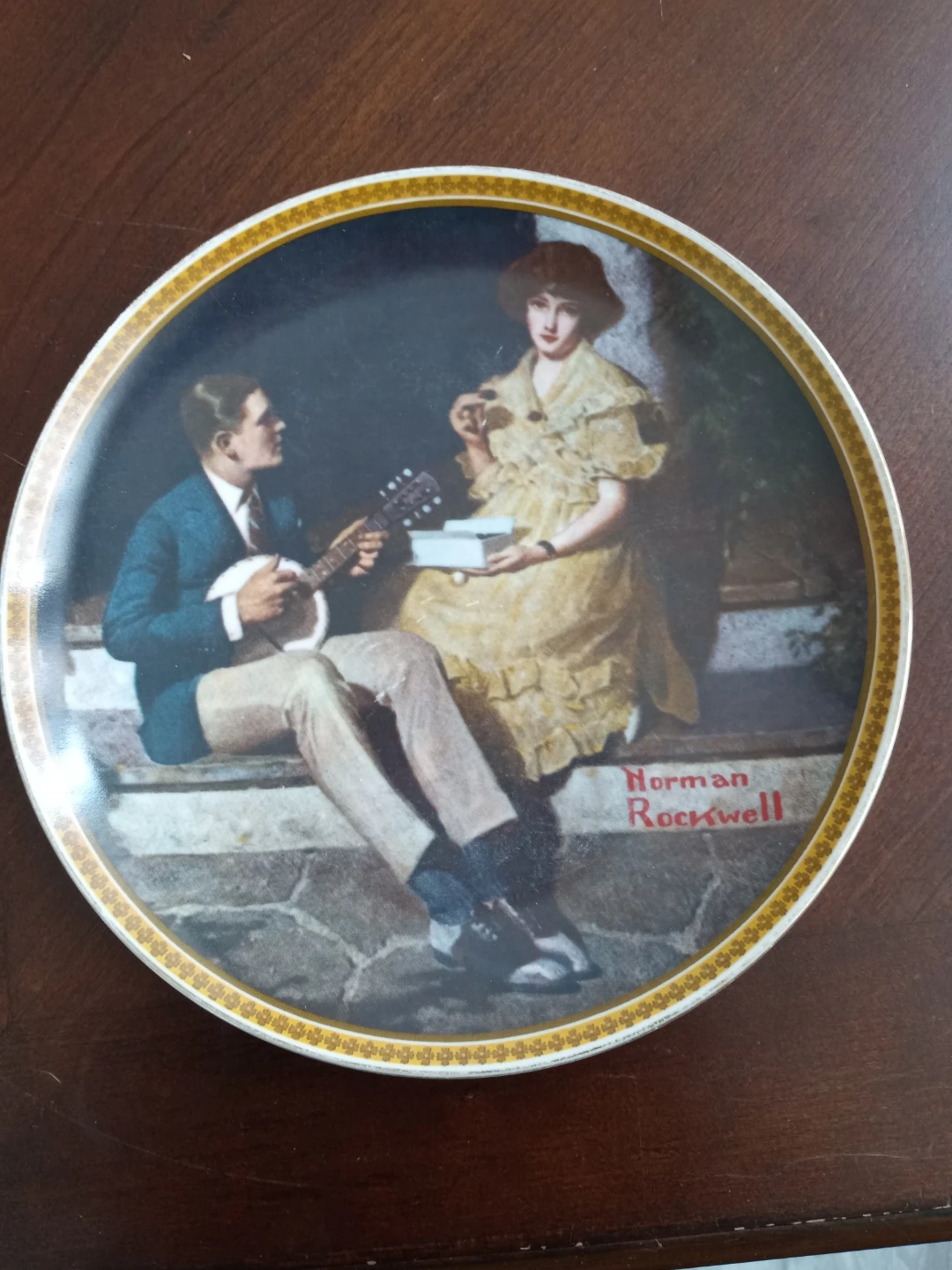 Norman Rockwell "Pondering on the Porch" Plate