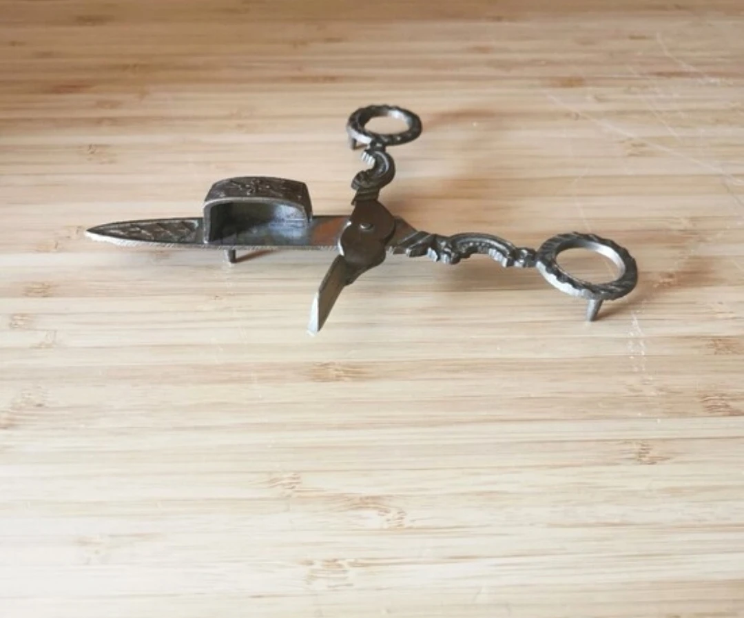 Antique European Ornate Candle Snuffer Footed Metal Design - photo 4