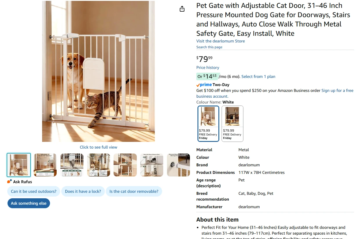 Pet Gate with Adjustable Cat Door - photo 2