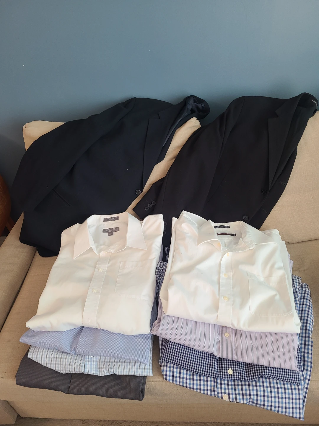 Men's XL Dress Shirts (8) and Suit Jackets (2) Bundle