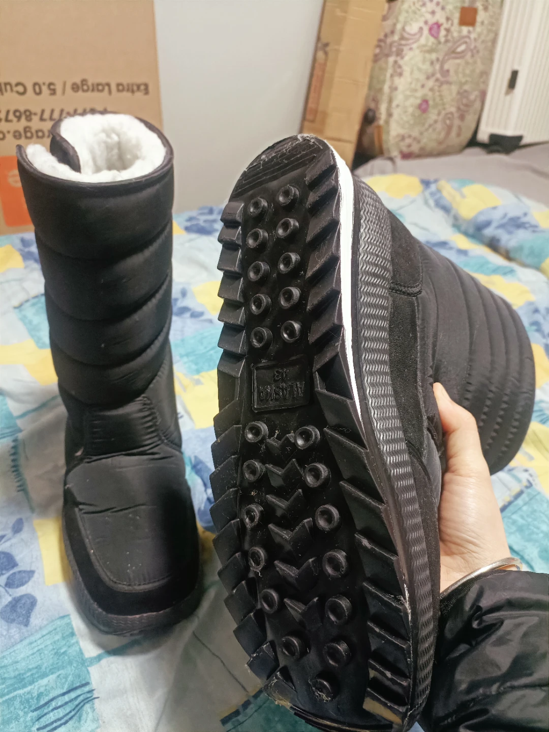 Black Puffer Winter Boots with Shearling Lining - photo 2